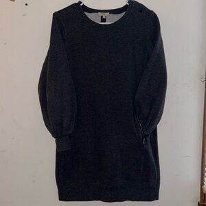 S - LOFT Sweatshirt Dress Loungewear - With Pockets - Charcoal Gray